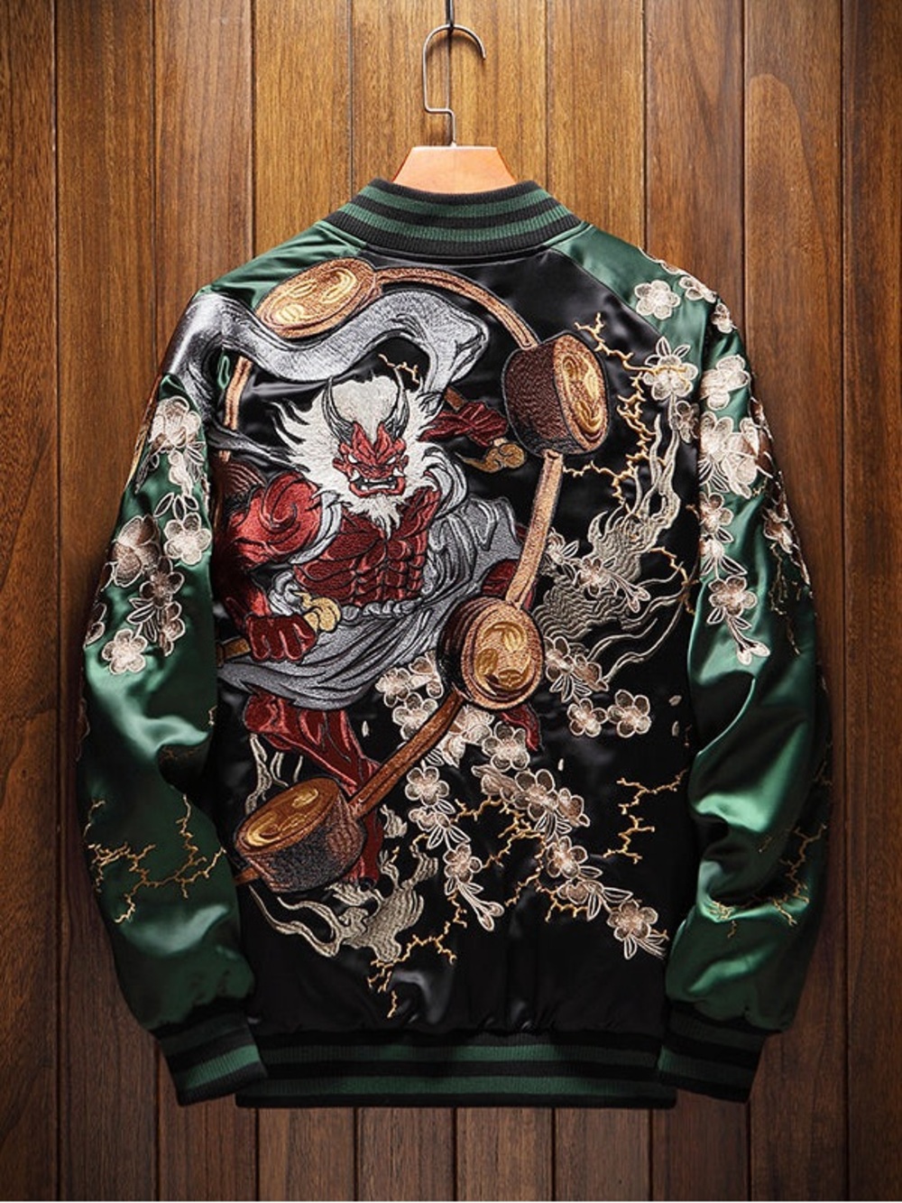 Japanese Embroidered Satin Bomber Jacket